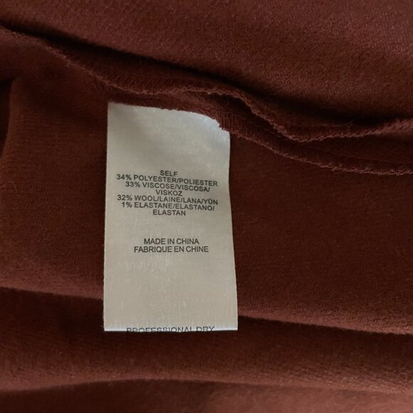 Tibi Chic Rust Off-Shoulder 3/4 Sleeve Wool Blend top US 00 - Picture 2 of 6